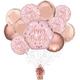 Premium Blush Birthday Foil Balloon Bouquet with Balloon Weight, 12pc